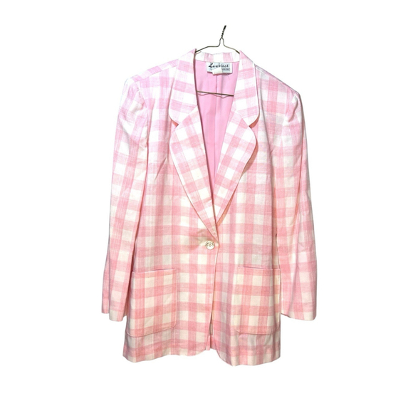 Lawrence Philadelphia Jackets & Blazers - Vintage Lawrence Philadelphia Blazer Pink & White Gingham Oversized Straight